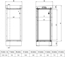 29 U modular outdoor cabinet with one door, fan, (H x W x D) 1530 x 700 x 730 mm, IP55, steel, light gray, 10149-334