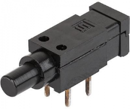 Short-stroke pushbutton, 1 Form A (N/O), 1.2 A/48 VDC, unlit , actuator (black, L 3 mm), 3-5 N, THT