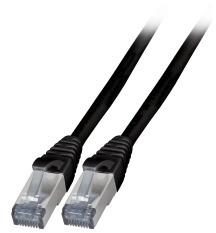 Patch cable, RJ45 plug, straight to RJ45 plug, straight, Cat 6A, S/FTP, LSZH, 3 m, black