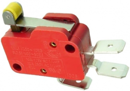 Miniature snap-action switche, On-On, plug-in connection, roller lever, 1.5-2.5 N, 10 (4) A/400 VAC