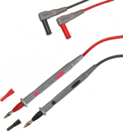 Measuring lead with (test probe, straight) to (4 mm plug, angled), 1.2 m, red/black/gray, PVC, CAT III