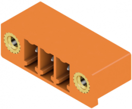 Pin header, 3 pole, pitch 3.81 mm, angled, orange, 1038050000