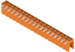 Pin header, 19 pole, pitch 5 mm, angled, orange, 1571290000