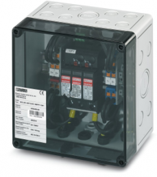 Switchgear combination, 1000 VDC for connection of 1x 4 strings, (H x W x D) 180 x 180 x 111 mm, IP65, polycarbonate, gray, 2404296
