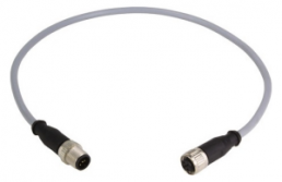 Sensor actuator cable, M12-cable plug, straight to M12-cable socket, straight, 5 pole, 12 m, PVC, gray, 21348485585120