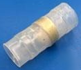 Butt connector with heat shrink insulation, transparent blue, 23.8 mm