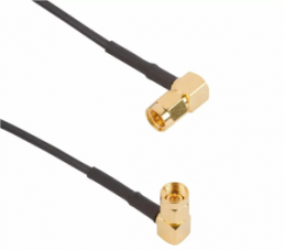 Coaxial Cable, SMA plug (angled) to SMA plug (angled), 50 Ω, RG-174/U, grommet black, 153 mm, 135104-02-06.00