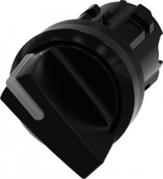 Toggle switch, illuminable, latching, waistband round, black, front ring black, 90°, mounting Ø 22.3 mm, 3SU1002-2BF10-0AA0