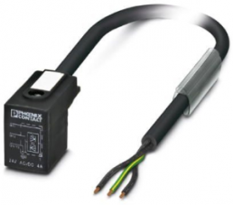 Sensor actuator cable, valve connector DIN shape B to open end, 3 pole, 1.5 m, PUR, black, 4 A, 1435386