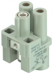 Socket contact insert, 3A, 2 pole, equipped, axial screw connection, with PE contact, 09120022751