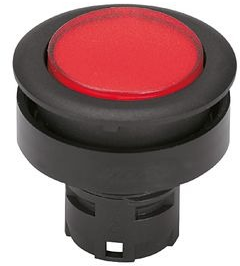 Pushbutton, illuminable, waistband round, red, front ring black, mounting Ø 28 mm, 1.30.090.011/1300