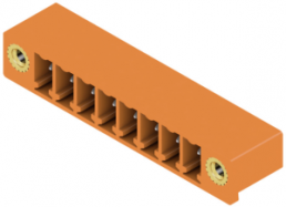 Pin header, 8 pole, pitch 3.81 mm, angled, orange, 1038110000