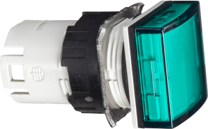 Signal light, waistband square, green, front ring black, mounting Ø 16 mm, ZB6CV3