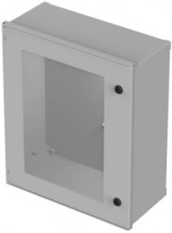 Wall enclosure with viewing pane, (H x W x D) 600 x 500 x 230 mm, IP65, polyester, light gray, 42265200