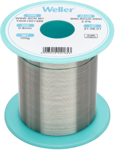 Solder wire, lead-free, Sn0.6Cu0.05Ni3.5, Ø 0.8 mm, 100 g