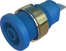 4 mm panel socket, flat plug connection, mounting Ø 12.2 mm, CAT III, blue, SEB 2610 F4,8 NI BL