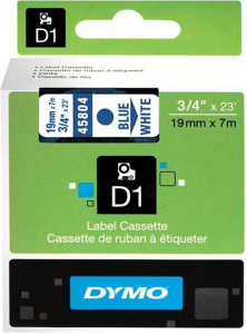 Labelling tape cartridge, 19 mm, tape blue, font white, 7 m, S0720840