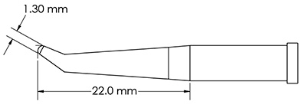 Soldering tip, conical, Ø 1.3 mm, (L) 22 mm, GT4-CN2213R