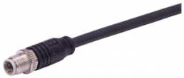 Sensor actuator cable, M12-cable plug, straight to open end, 4 pole, 0.5 m, Elastomer, black, 09482200011005