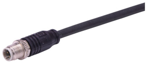 Sensor actuator cable, M12-cable plug, straight to open end, 4 pole, 1 m, Elastomer, black, 09482200011010
