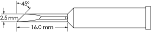 Soldering tip, Knife shape, (L x W) 16 x 2.5 mm, GT6-KN0025S