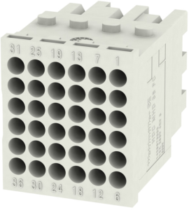 Socket contact insert, 36 pole, unequipped, crimp connection, with PE contact, 1428870000