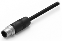 Sensor actuator cable, M12-cable plug, straight to open end, 4 pole, 2 m, PVC, black, 5 A, 643652120304