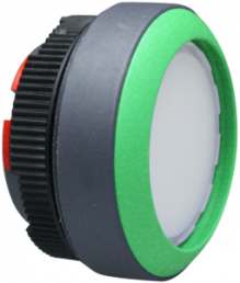 Pushbutton switch, illuminable, latching, waistband round, white, front ring green, mounting Ø 22.3 mm, 1.30.270.911/2205