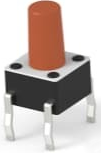 Short-stroke pushbutton, Form A (N/O), 50 mA/24 VDC, unlit , actuator (brown, L 5.9 mm), 0.98 N, THT