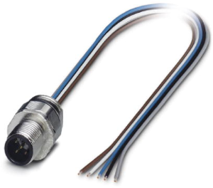 Sensor actuator cable, M12-flange plug, straight to open end, 5 pole, 0.06 m, 4 A, 1458813