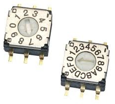Encoding rotary switches, 16 pole, BCD, straight, 100 mA/5 VDC, SH-7070MB