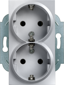 German schuko-style double socket outlet, metal, 16 A/250 V, Germany, IP20, 5UB2212-4