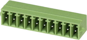 Pin header, 10 pole, pitch 3.5 mm, angled, green, 1731756