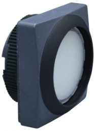 Pushbutton switch, illuminable, latching, waistband square, white, front ring black, mounting Ø 22.3 mm, 1.30.270.961/2201