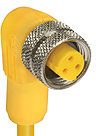 Sensor actuator cable, 1/2"-cable socket, angled to open end, 3 pole, PUR, yellow, 4 A, 21341