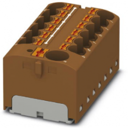 Distribution block, push-in connection, 0.2-6.0 mm², 13 pole, 32 A, 6 kV, brown, 3273888