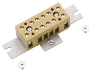 Terminal block, 6 pole, 4.0 mm², yellow, screw connection, 32 A