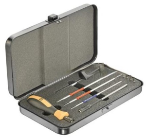Torque screwdriver kit, PH0, PH1, PH2, 2.5 mm, 3 mm, 4 mm, T10, T15, T20, 4.5 mm, 5.5 mm, Phillips/slotted/hexagon/TORX, 09990000834