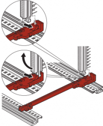 Guide Rail Standard Type, With DIN ConnectorFixing Plastic 220mm 2mm Groove Width Red, 1 Pair