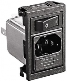 Plug C14, 3 pole, snap-in, plug-in connection, black, BZV01/A0620/02
