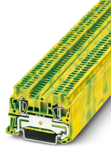 Protective conductor terminal, spring balancer connection, 0.08-1.5 mm², 2 pole, 6 kV, yellow/green, 3031513