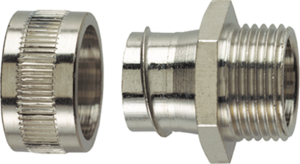Straight hose fitting, M20, 20 mm, brass, nickel-plated, IP40, silver, (L) 26.3 mm