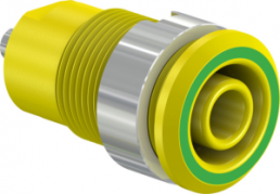 4 mm socket, solder connection, mounting Ø 12.2 mm, CAT III, yellow/green, 49.7049-20