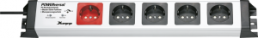 Master-Slave outlet strip, 5-way, 1.4 m, 16 A, with surge protection, silver, 227820012