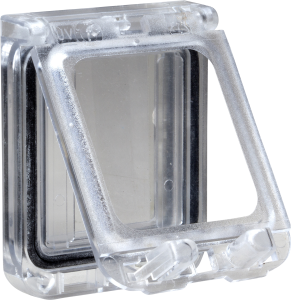 Plastic window with hinged transp. cover, for enclosure, 196X253X13