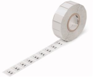 Polyester label, (L x W) 22 x 22 mm, silver, Roll with 1000 pcs