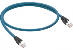 Sensor actuator cable, RJ45-cable plug, straight to RJ45-cable plug, straight, 8 pole, 0.5 m, PVC, blue, 15756