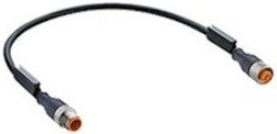 Sensor actuator cable, M12-cable plug, straight to M12-cable socket, straight, 4 pole, 2.5 m, PUR, black, 4 A, 108239