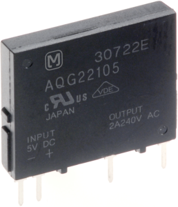Solid state relay, 5 VDC, zero voltage switching, 75-264 VAC, 1 A, PCB mounting, AQG12105J