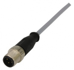 Sensor actuator cable, M12-cable plug, straight to open end, 3 pole, 10 m, PVC, gray, 21348400383100